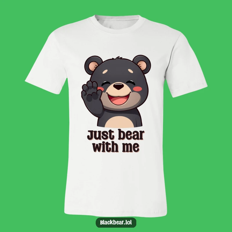 Funny Black Bear Waving T-Shirt: A Grinning Bear's Joyful Gift for All Occasions