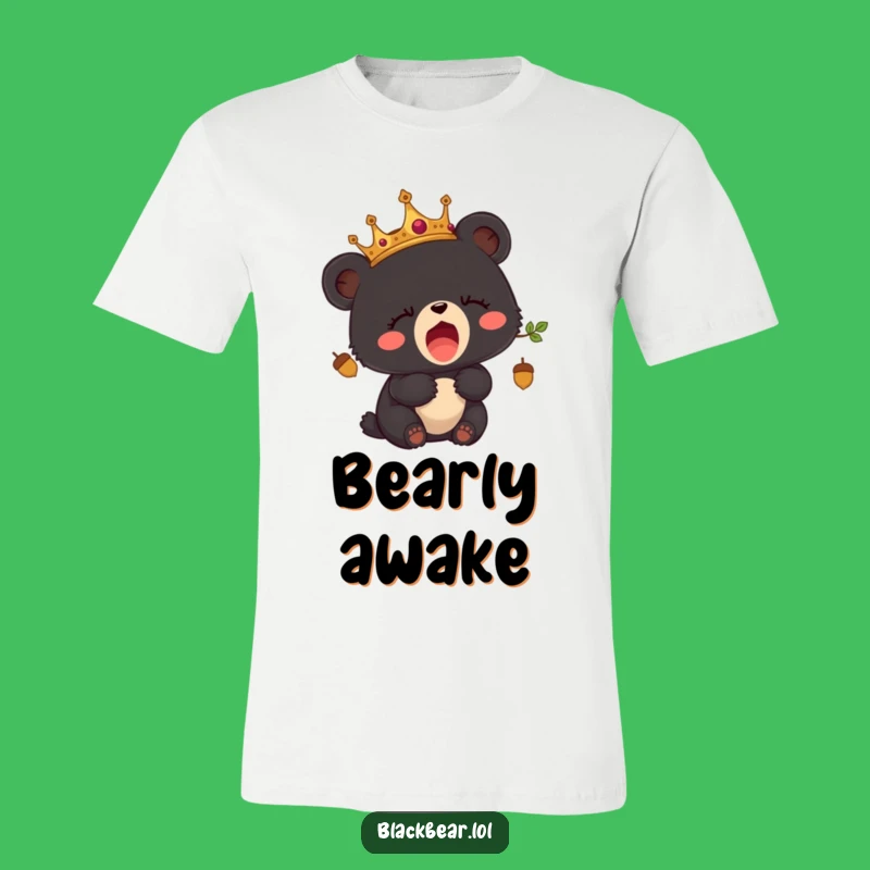 Funny Sleepy Bear Cub Crown T-Shirt - Royal Acorn Nap Tee