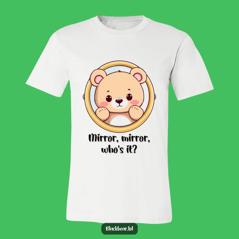 Funny Bear Mirror Peeking T-Shirt - Curious Character Tee