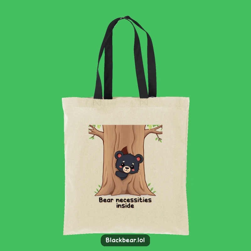 Funny Black Bear Cub Tote Bag: Spacious Curious Carry-All, Cute Wildlife Design, Perfect Funny Gift