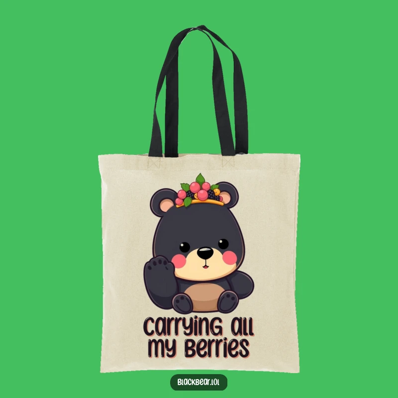 Funny Bear King Tote Bag: Berry Crown Paw, Stylish Humorous Accessory