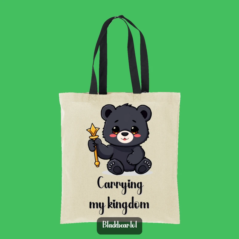 Funny Bear Cub Scepter Tote Bag: Carry Your Kingdom in Style Gift