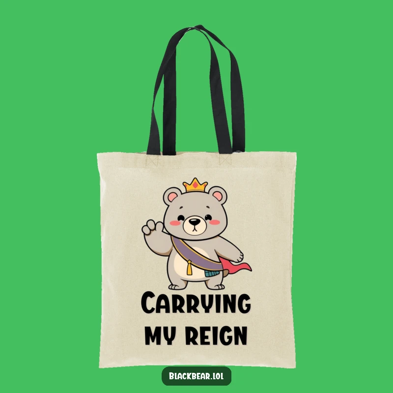 Funny Bear Regal Sash Tote Bag: Statement Accessory, Chic Funny Gift