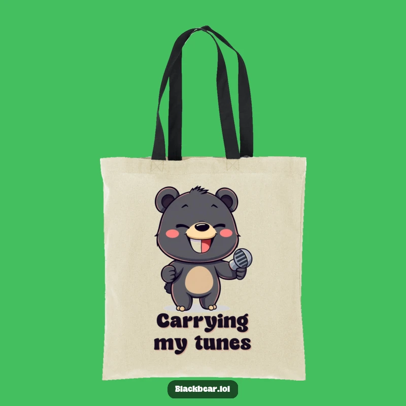 Funny Bear Cub Mic Tote Bag: Carry Your Tunes with This Fun Accessory!