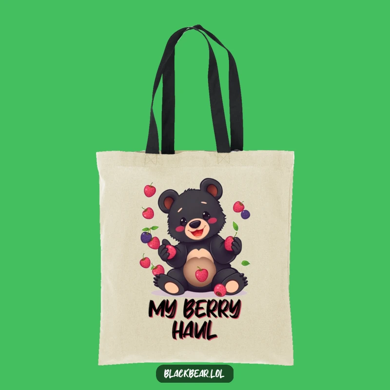 Funny Bear Cub Berry Tote: Clumsy Juggling Bag, Hilarious Woodland Accessory