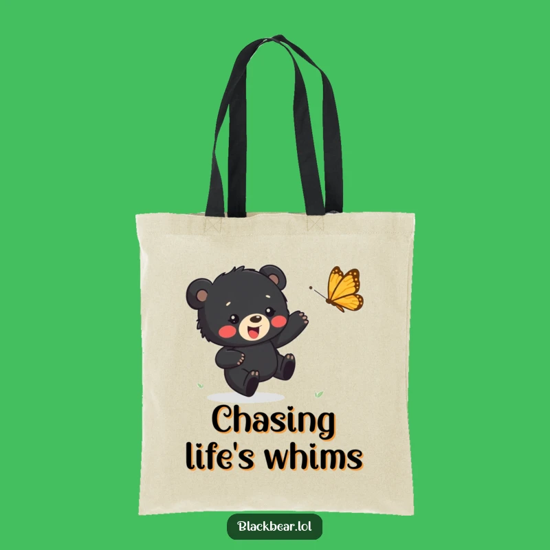 Funny Bear Cub Butterfly Tote Bag - Happy Chase Accessory, Perfect Funny Gift