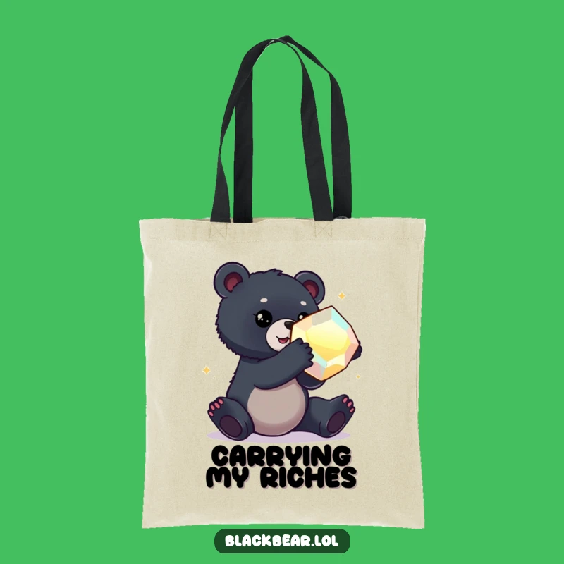Funny Bear Cub Gem Tote Bag: Carry Your Treasures in Style!