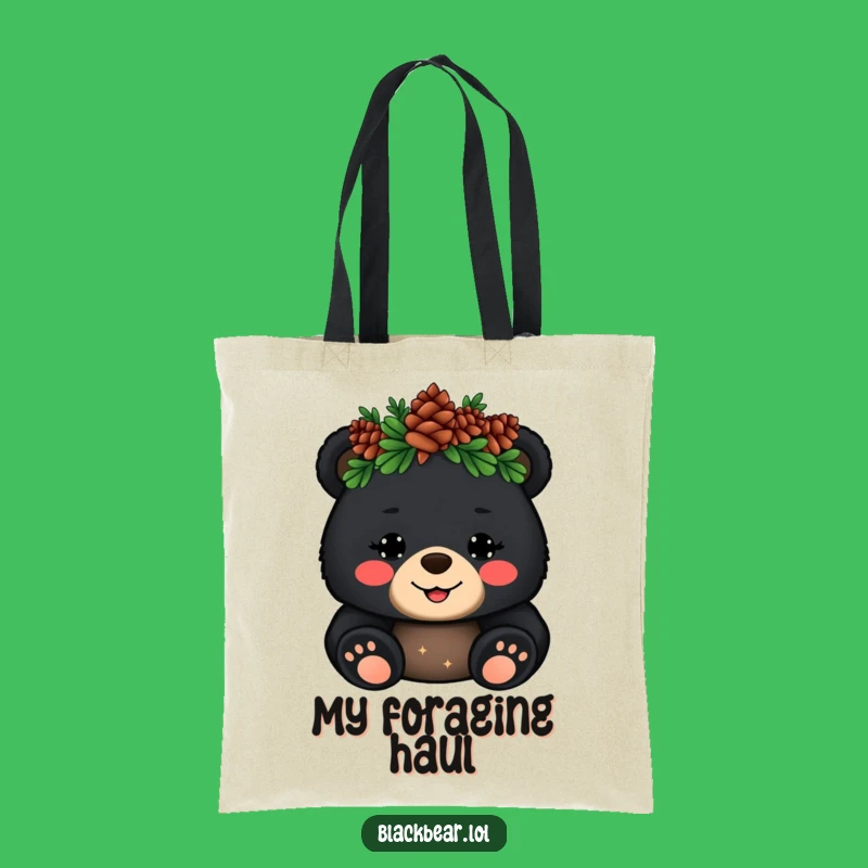 Funny Bear Tote Bag: Carry Charm with Royal Cub's Pinecone Wave