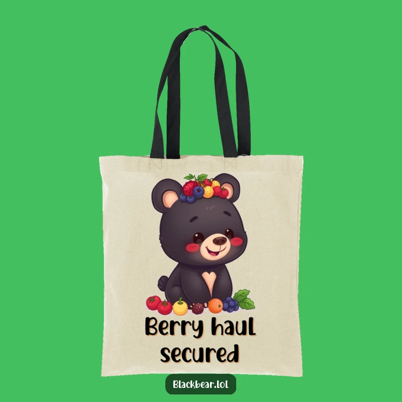 Funny Berry Bear Cub Tote Bag - Balancing Berries Accessory, Unique Gift