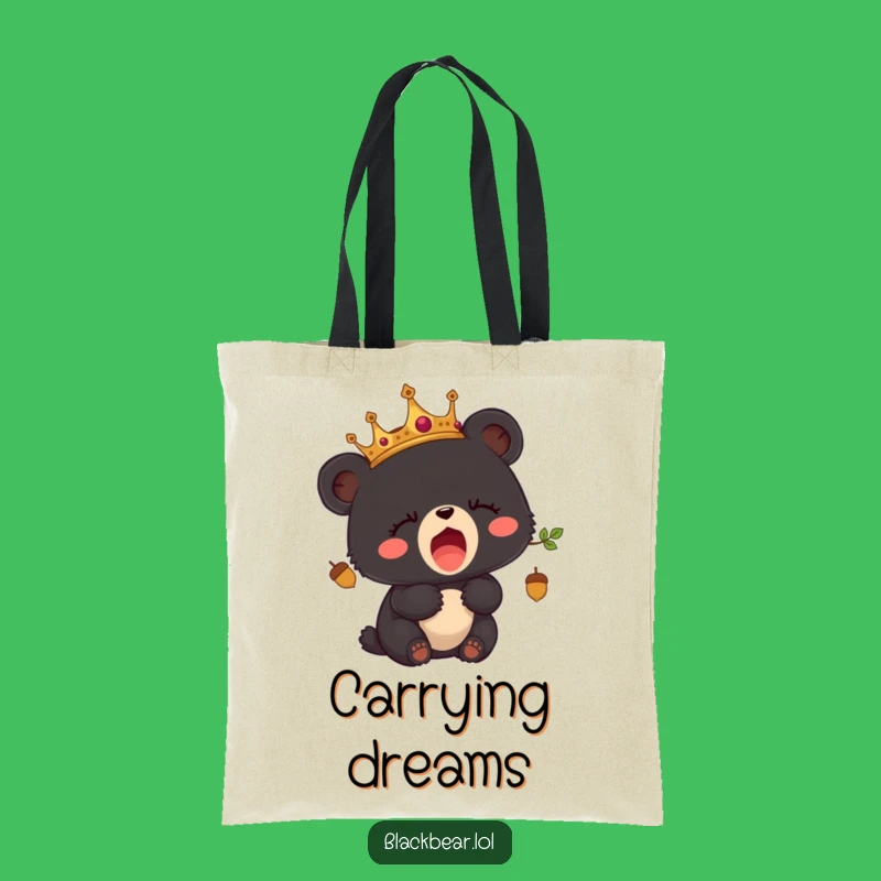 Funny Sleepy Bear Cub Acorn Crown Tote Bag - Royal Carry-All