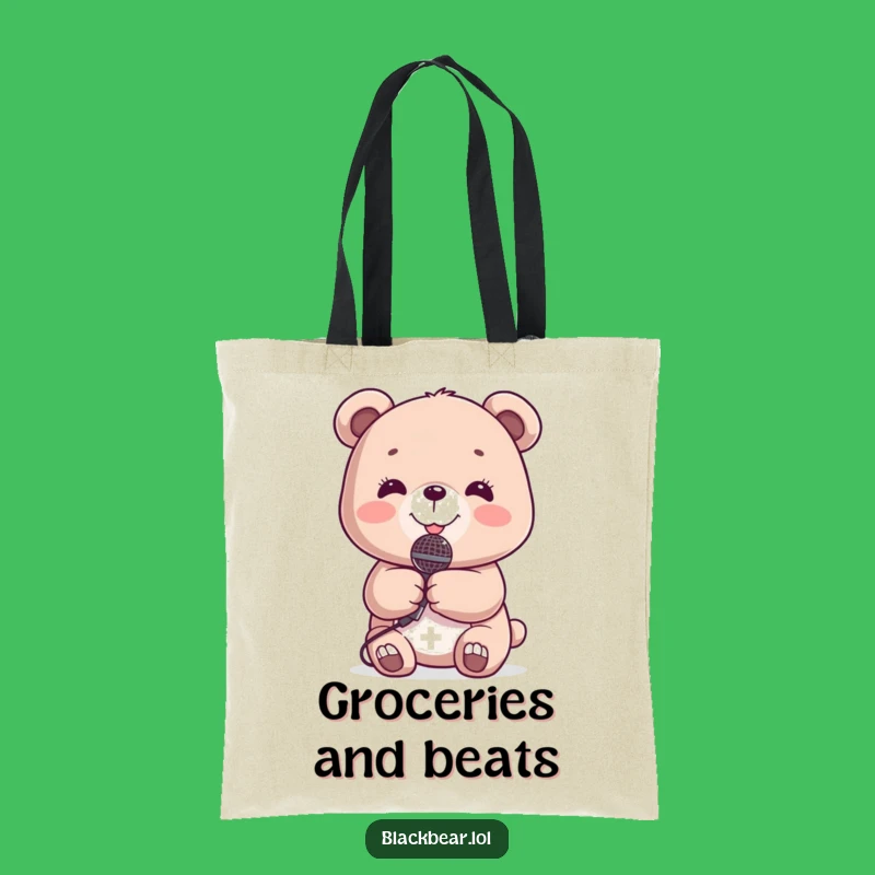 Funny Bear Microphone Tote Bag: Music Lover Accessory, Chic Funny Gift