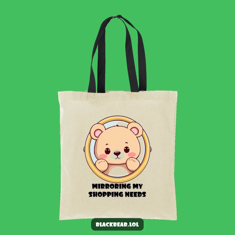 Funny Bear Mirror Peeking Tote Bag - Stylish Curious Character Accessory