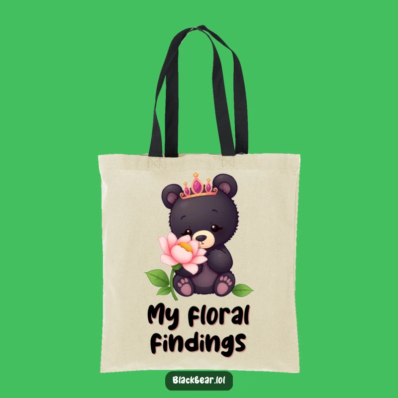 Funny Bear Cub Tiara Flower Tote Bag - Curious Nature Carryall Gift