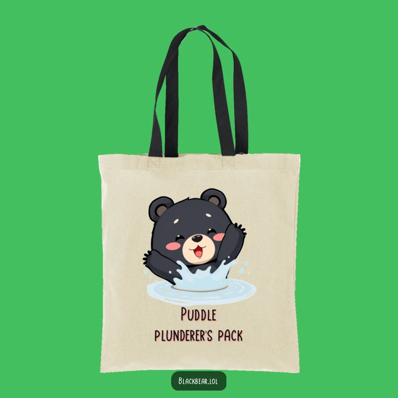 Funny Splashing Bear Tote Bag - Carry Joyful Puddle Fun