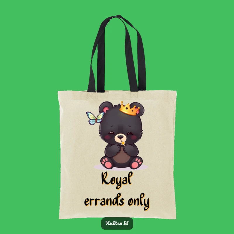 Funny Royal Bear Cub Tote Bag - Playful Crowned Butterfly Accessory, Unique Gift